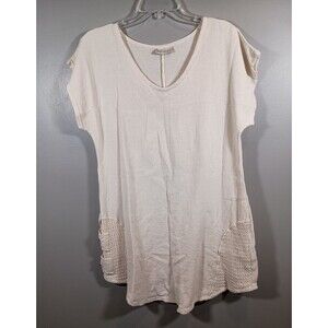 Cottonways Tunic Lagenlook Gauze Off-White Womens Top Size 1 Small Medium